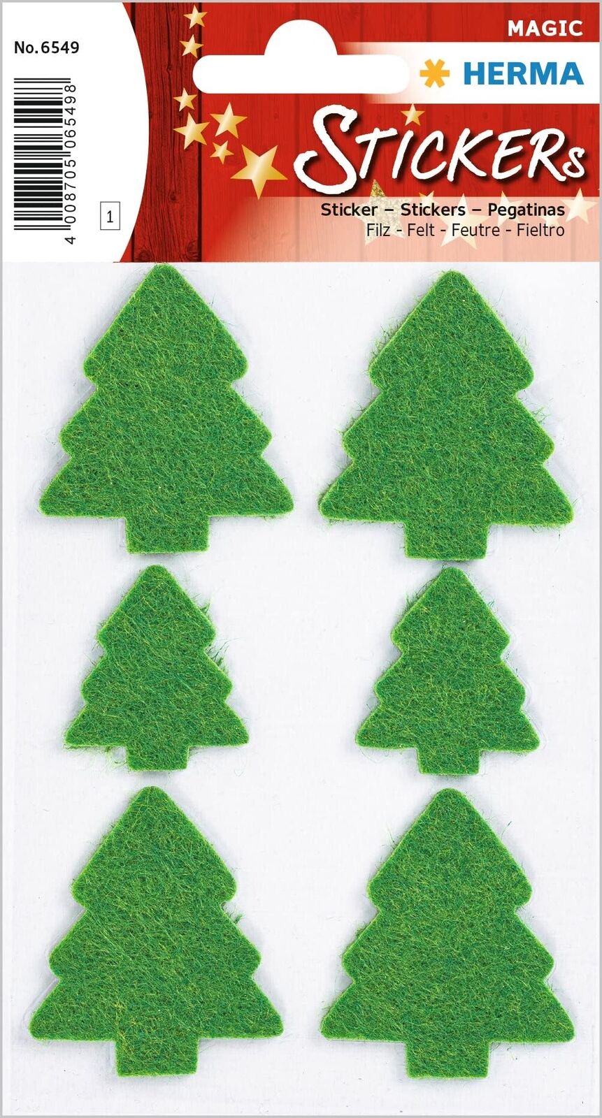 HERMA 6549 Christmas Stickers, Christmas Trees (6 Stickers, Felt, Matte) Self-Ad