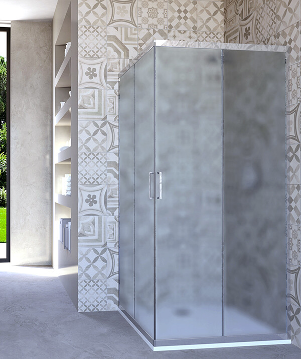 Box doccia angolare porta scorrevole 90x90 cm opaco