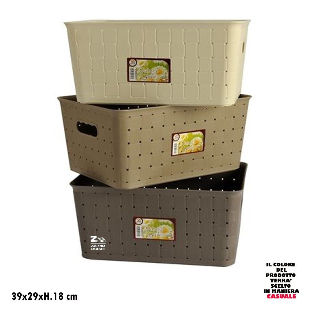 CESTA CONTENITORE COUNTRY TRAFORATO IN PLASTICA CM 39x29xH.19 cm  LT.20