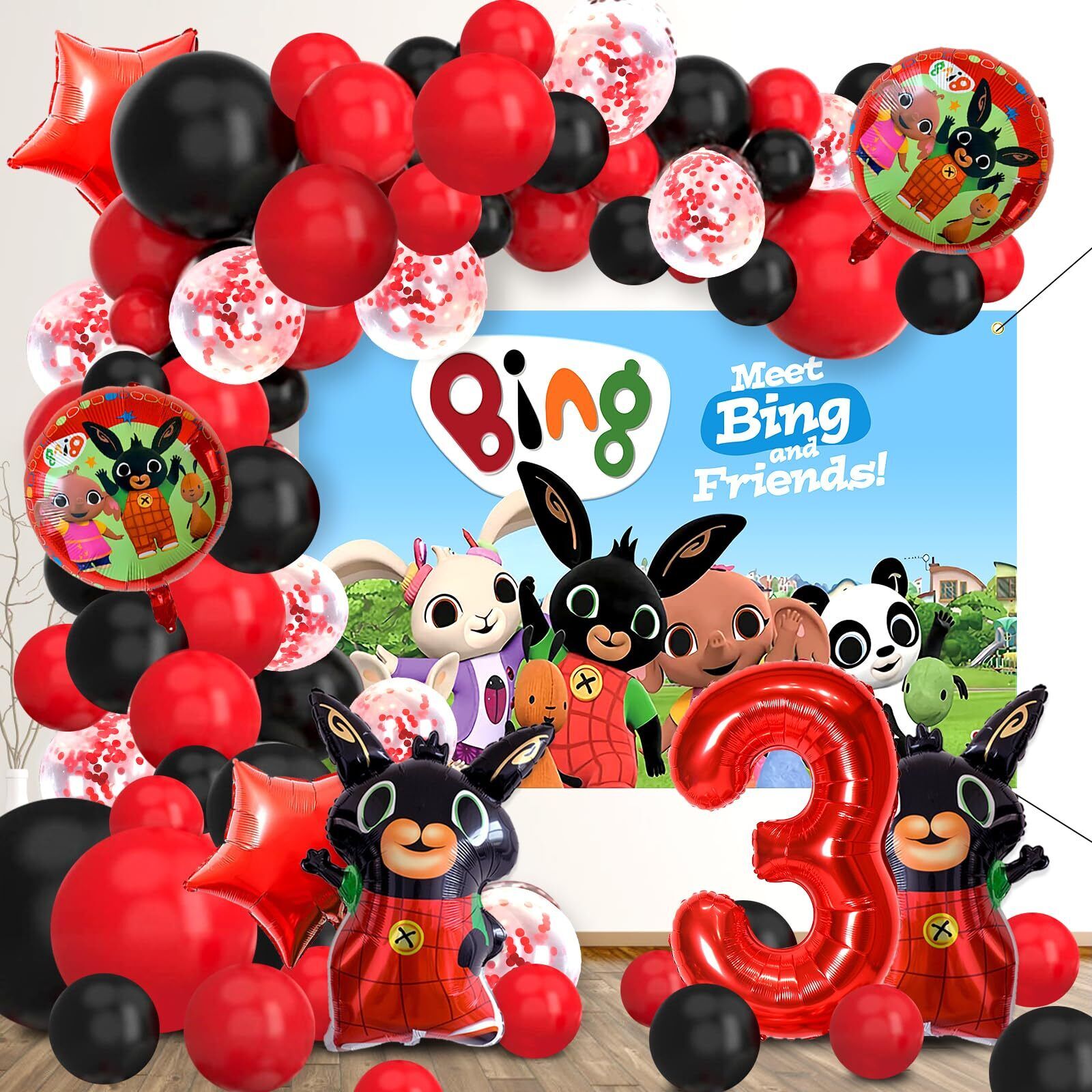 70 Pezzi Bing Compleanno 3 Anni Bing Palloncino Bing Palloncini Compleanno Bi...