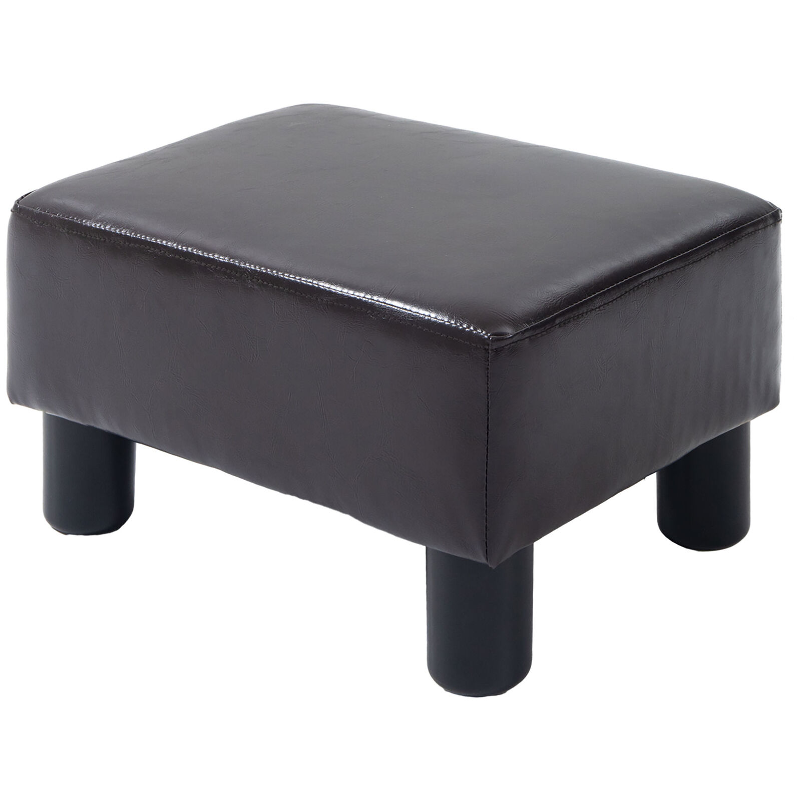 HOMCOM Pouf Poggiapiedi Imbottito in Finta Pelle Marrone 40x30x24cm