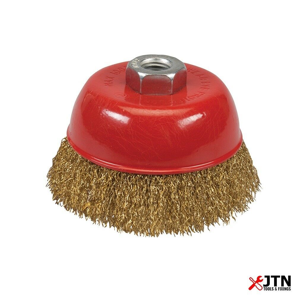 SPAZZOLA A TAZZA ACCIAIO mm100 foro M 14 X SMERIGLIATRICE FILI ONDULATI ACCIAIO