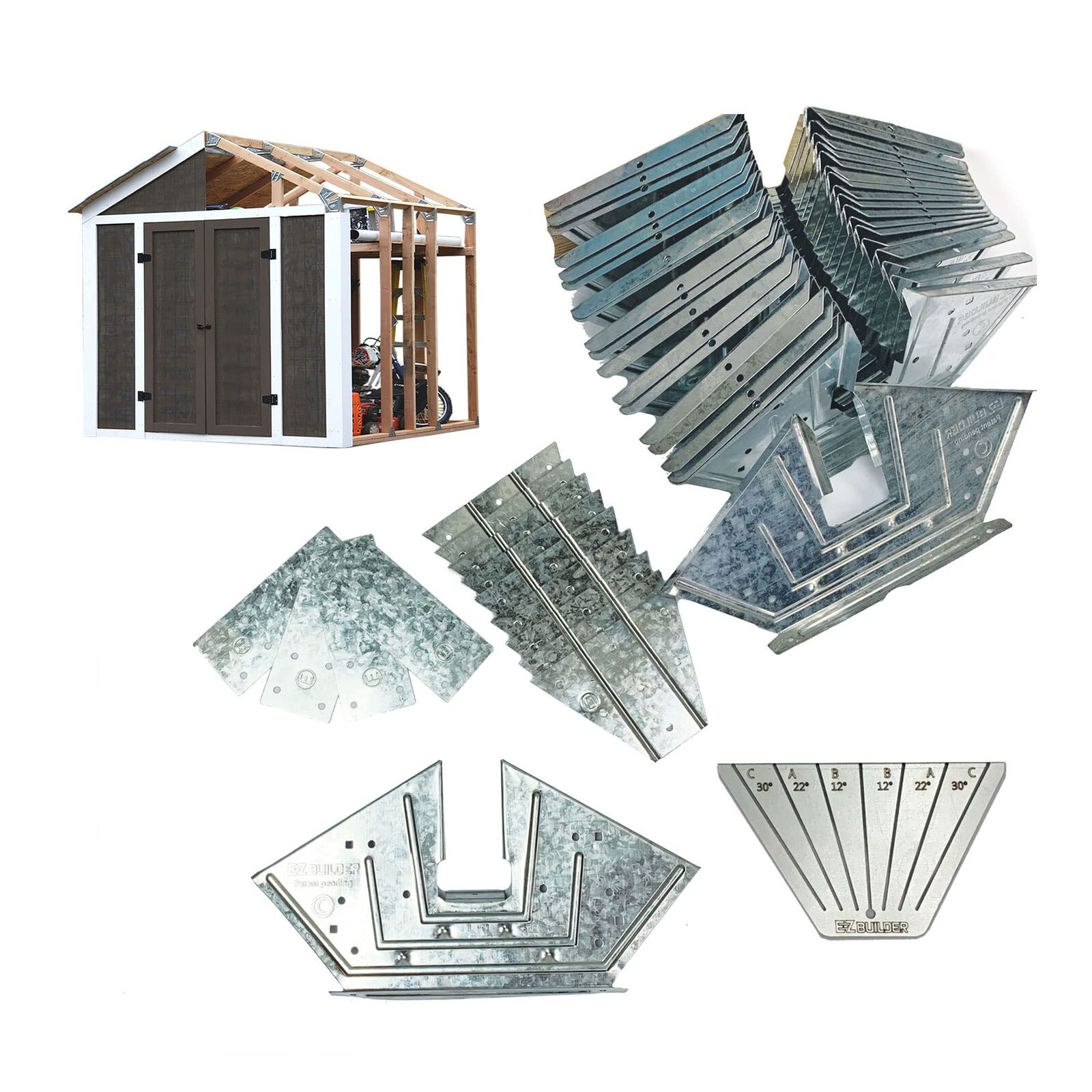 EZBUILDER Kit fai da te con 24 angoli in acciaio zincato e 12 piastre di base...
