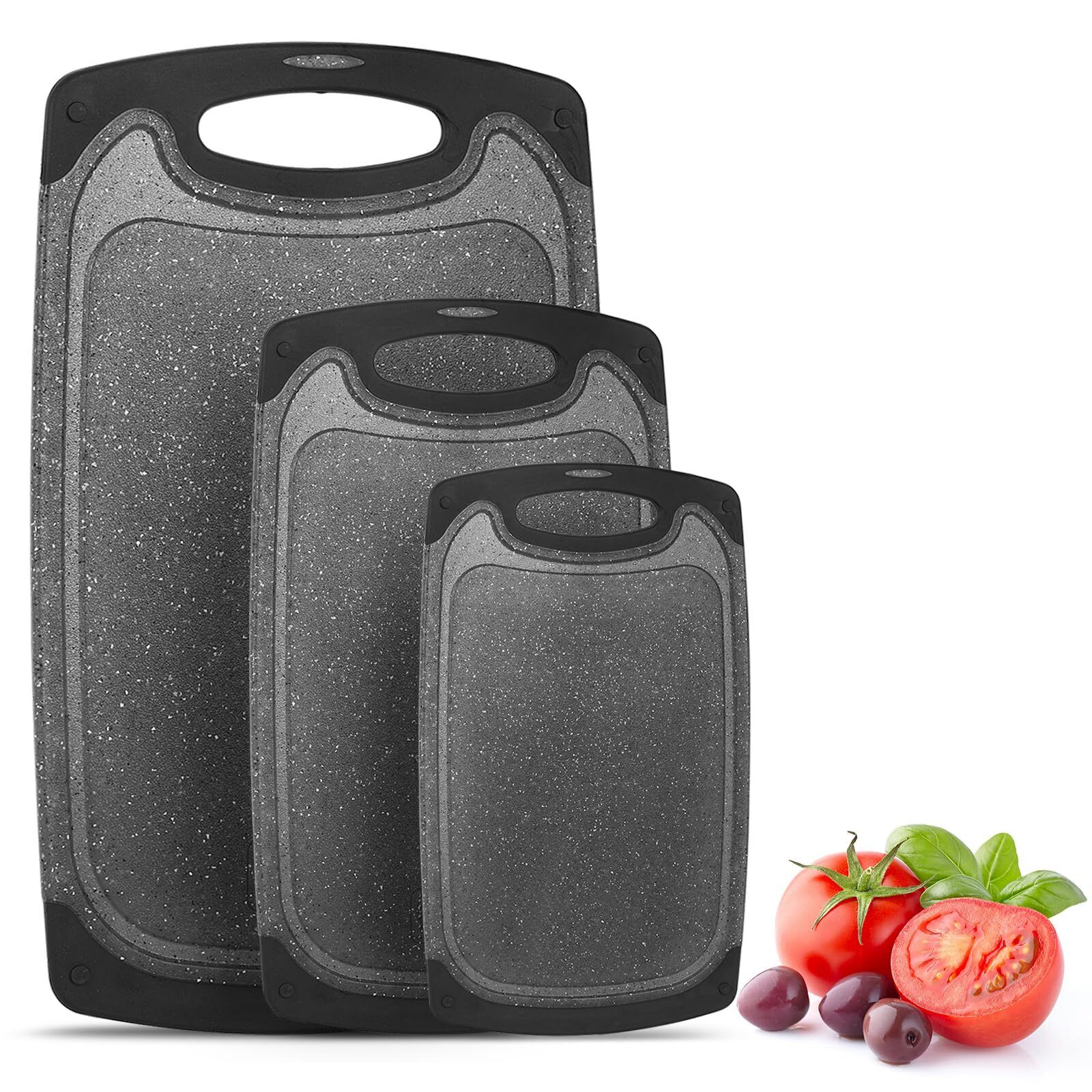 Set di 3 Tagliere Cucina in Plastica 40 x 24 cm/31 x 20 cm/25 x 15 cm senza B...