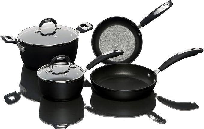 BALLARINI Set 2 Padelle, 2 Casseruole, 2 Coperchi Nero