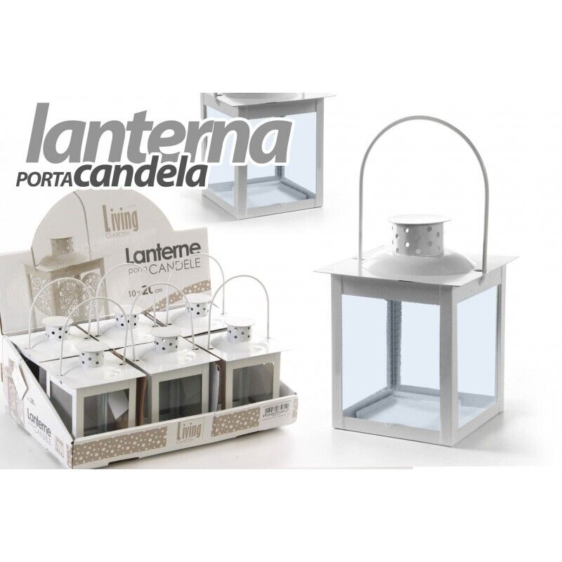 Lanterna porta candela in metallo classica Cm. 15x7