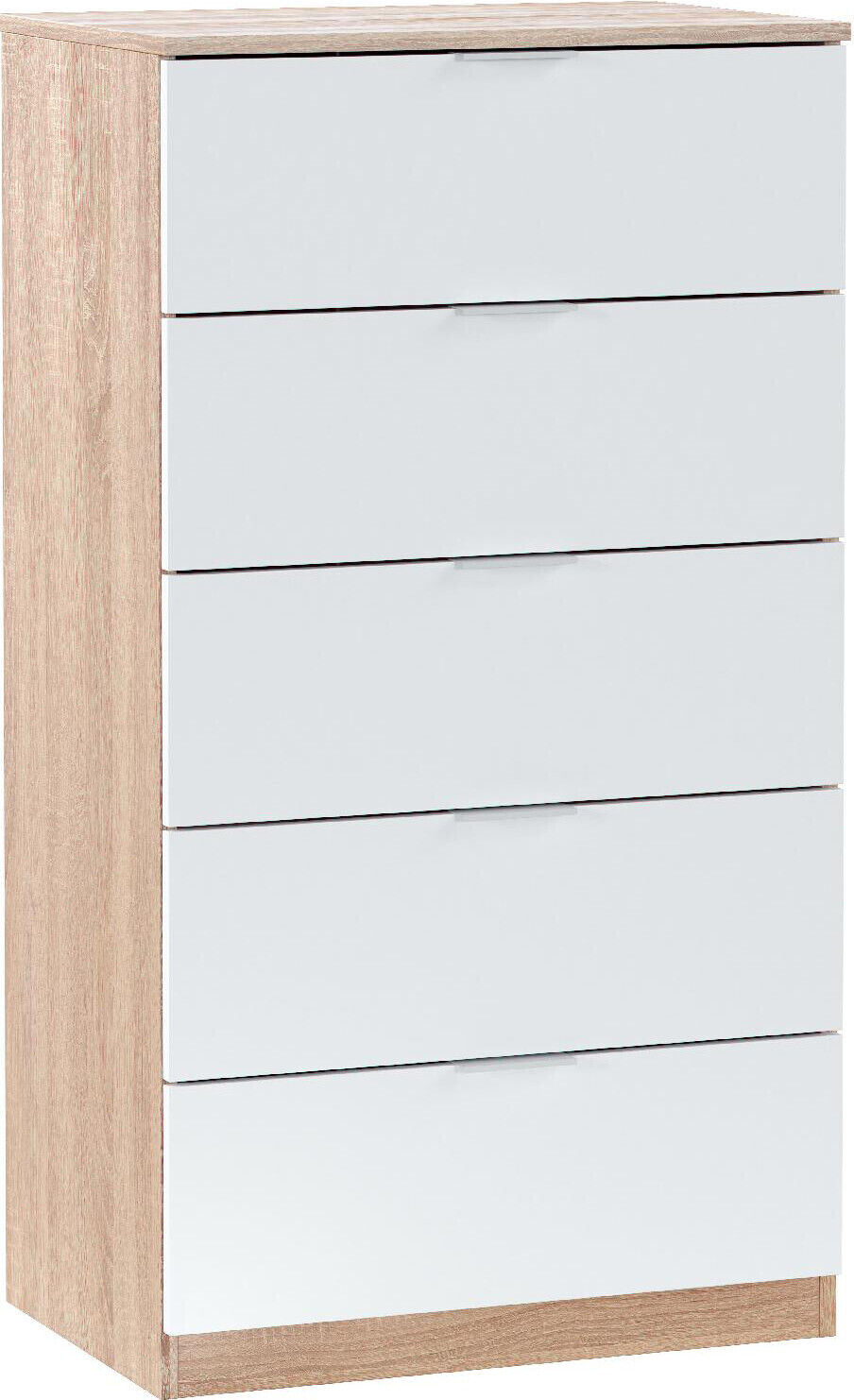 FORES HABITAT Cassettiera Camera 5 Cassetti legno 60x110x40 cm Bianco / Rovere 0