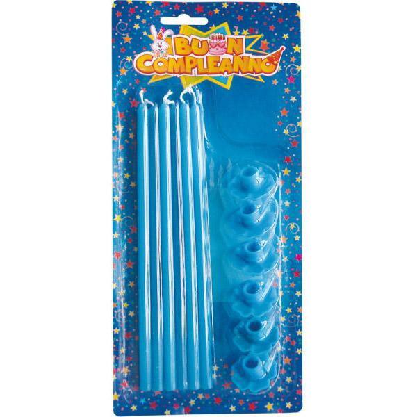 6 CANDELE CELESTI CON PIEDINI CM 20