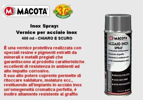 Macota acciaio inox naturale spray vernice 400ml NON COLA