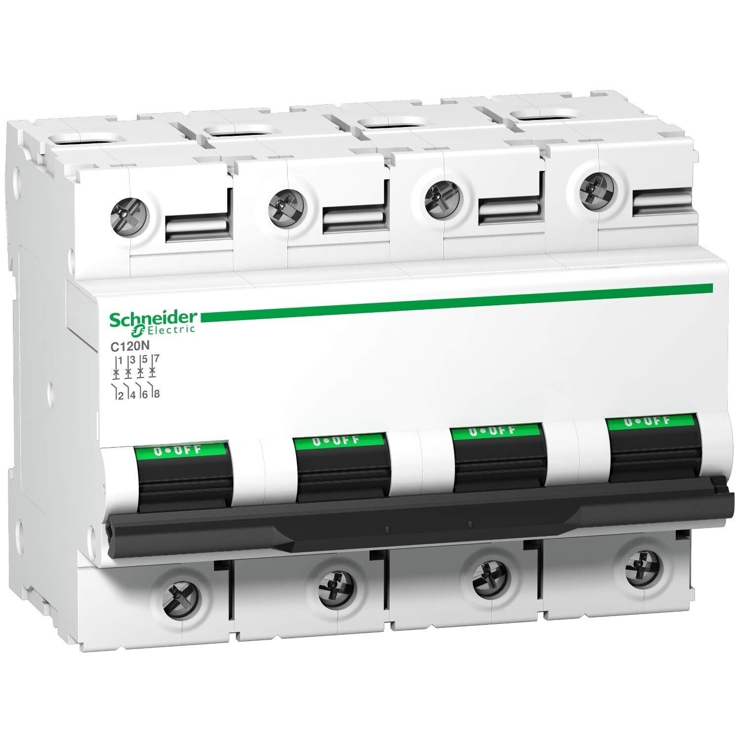 Interruttore Magnetotermico 4P-D125A, SCHNEIDER ELECTRIC A9N18393, ACTI 9, C120N