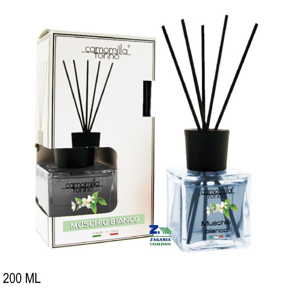 PROFUMO DIFFUSORE PER AMBIENTE 200 ML CON BASTONCINI FRAGRANZA MUSCHIO BIANCO