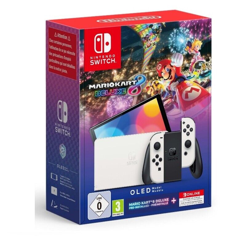 Nintendo CONSOLE SWITCH OLED 7" 64GB BIANCO + VIDEOGIOCO MARIO KART 8 DELUXE PRE