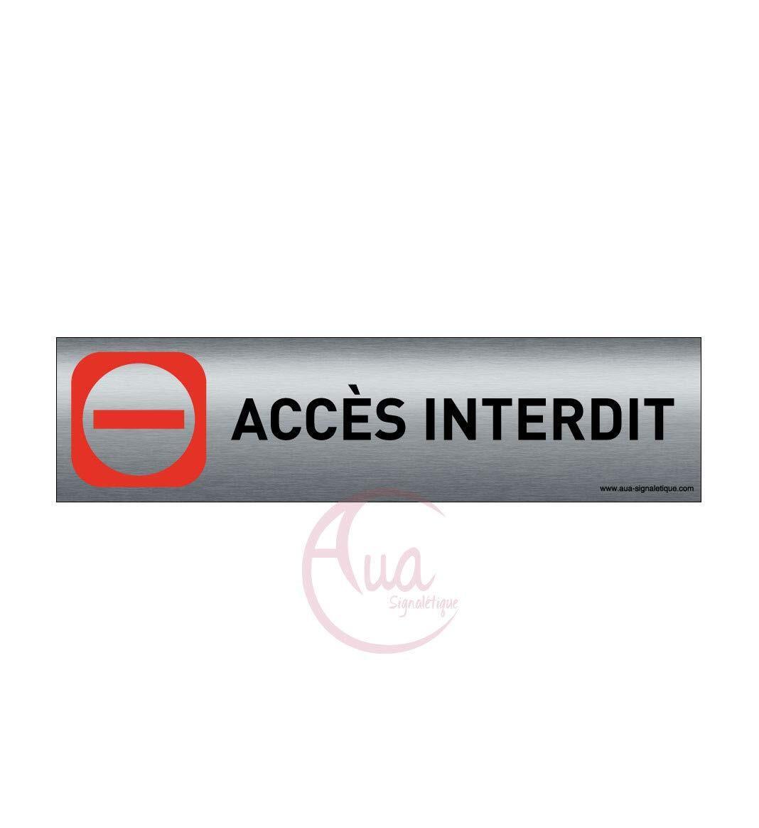 Plaque de porte aluminium brossé imprimé -Dimensions 200 x 50 mm - (b8P)