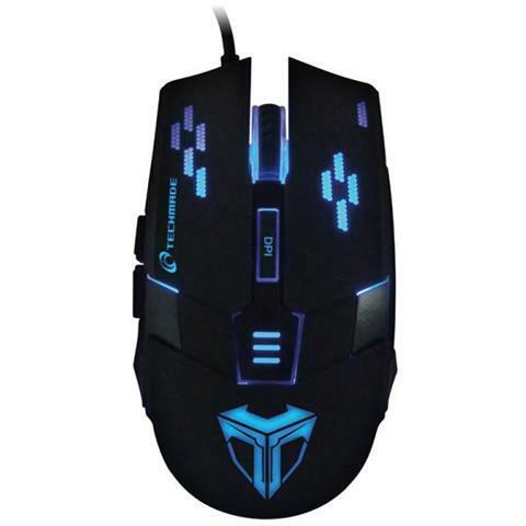 TECHMADE MOUSE OTTICO ILLUMINATO LED 2400 DPI GAMING 5 TASTI PC COMPUTER LAPTOP