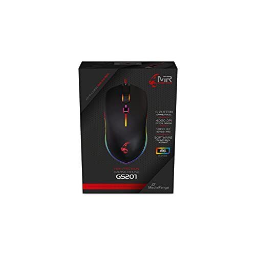 MediaRange MRGS201 Gaming Mouse with 6 Buttons USB 2.0 Cable Black