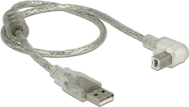 Delock Cavo USB 2.0 tipo A maschio  USB 2.0 tipo B maschio angolato 05 m traspar