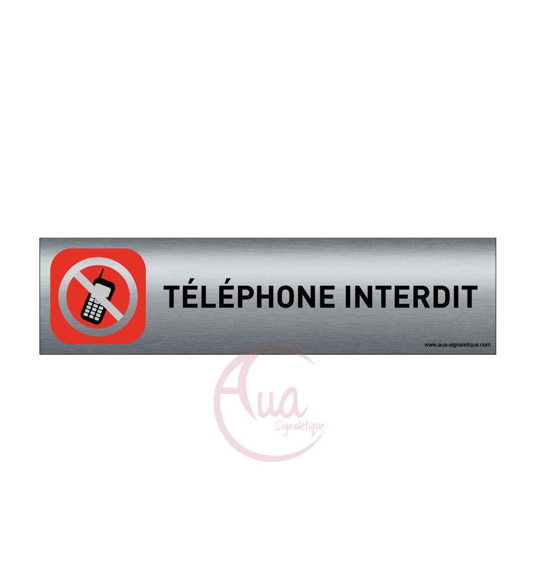 Plaque de porte aluminium brossé imprimé -Dimensions 200 x 50 mm - (p6O)