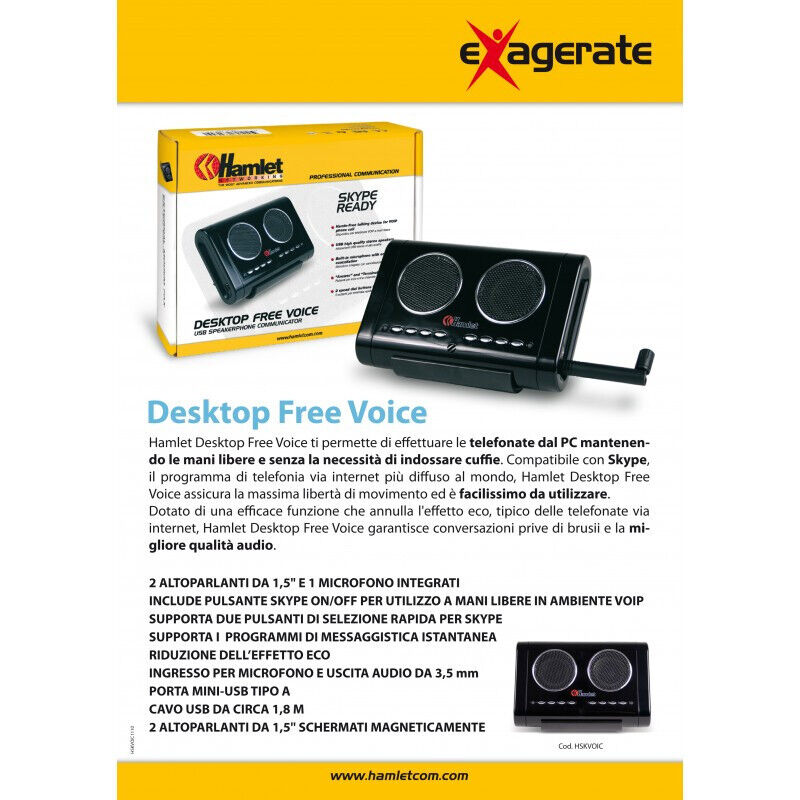 Hamlet Exagerate - Desktop Free Voice - USB Speakerphone communicator SKYPE VOIP