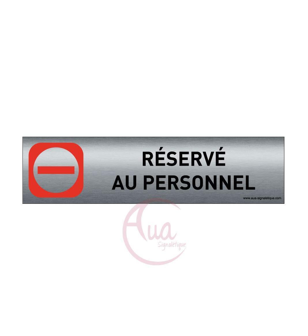 Plaque de porte aluminium brossé imprimé -Dimensions 200 x 50 mm - (w2E)