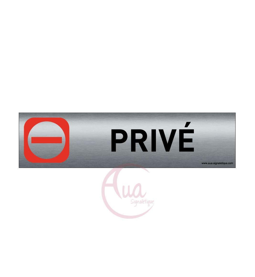 Plaque de porte aluminium brossé imprimé -Dimensions 200 x 50 mm - (r2l)