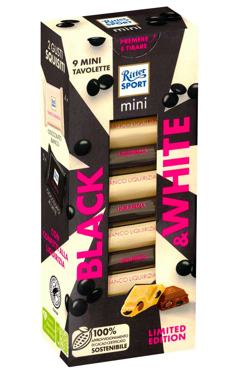 Ritter Sport Mini Tower Ciocclato a Latte e Bianco con Aroma Liquirizia 150g