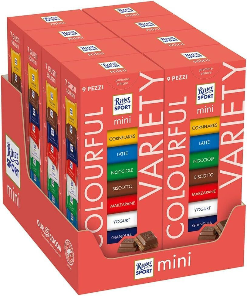 Ritter Sport Mini Tower Colourful Variety Cioccolatini Gusti Assortiti 8x150g