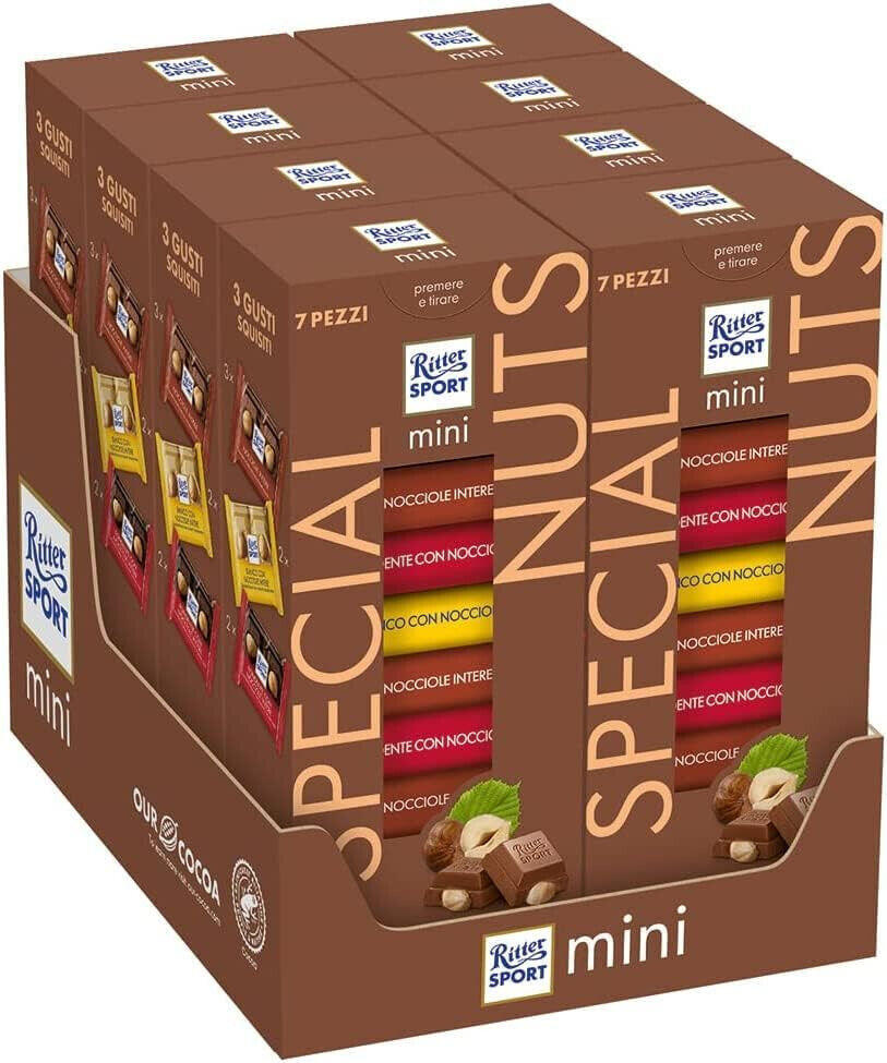 Ritter Sport Mini Tower Special Nuts Cioccolatini Latte Bianco Fondente 8x150g