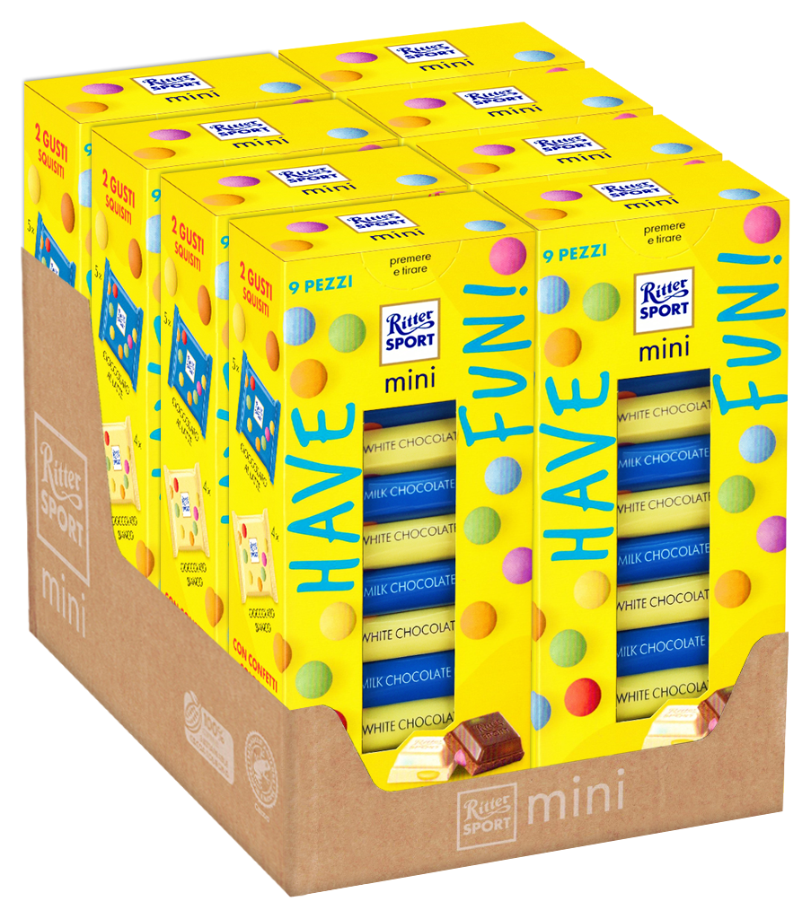Ritter Sport Mini Tower Have Fun! Limited Cioccolatini Bianco e Latte 8x150g