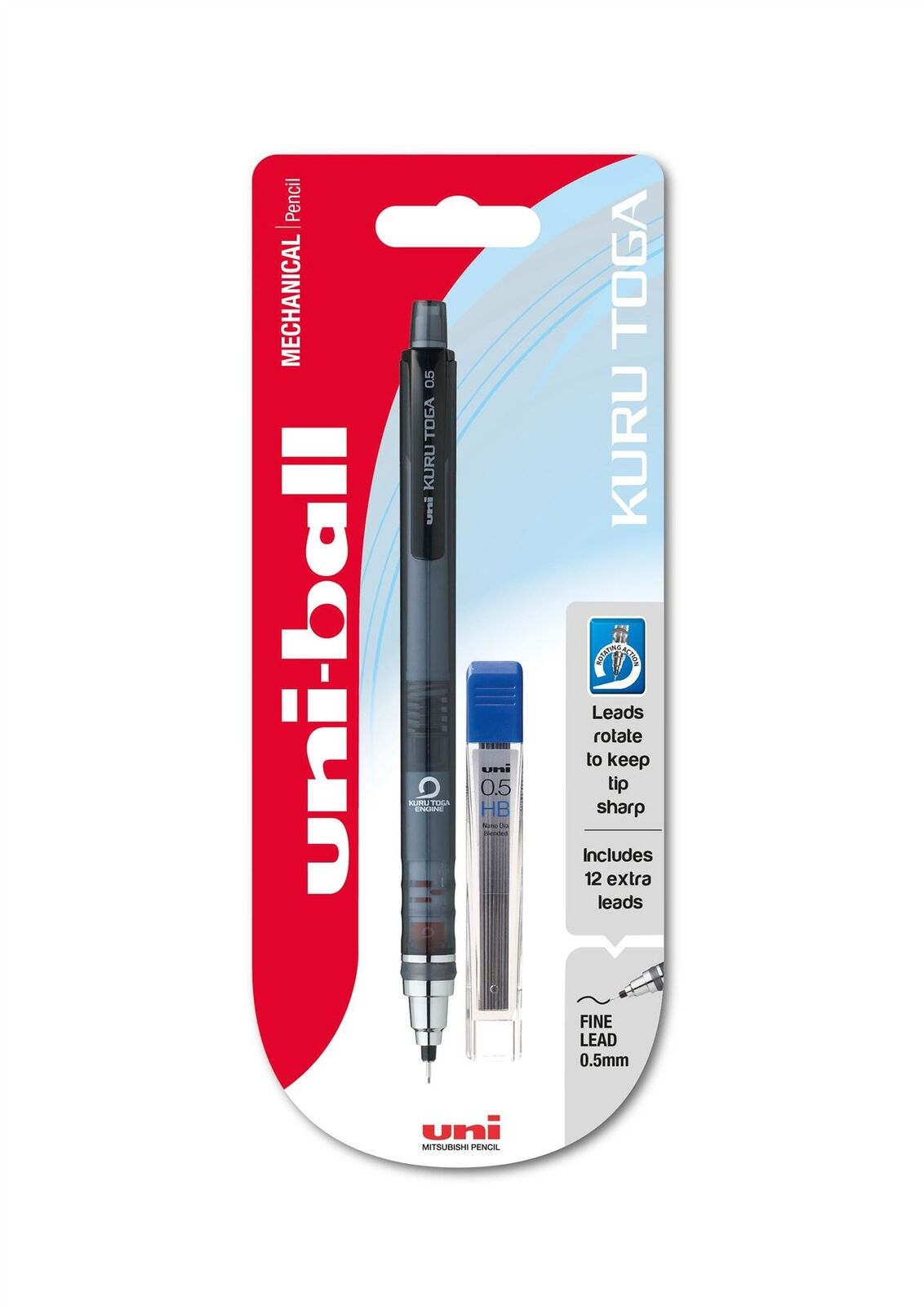 Uni-Ball Kuru Toga M5-450T Meccanico Matita Con 12 x 0.5mm Hb Leads