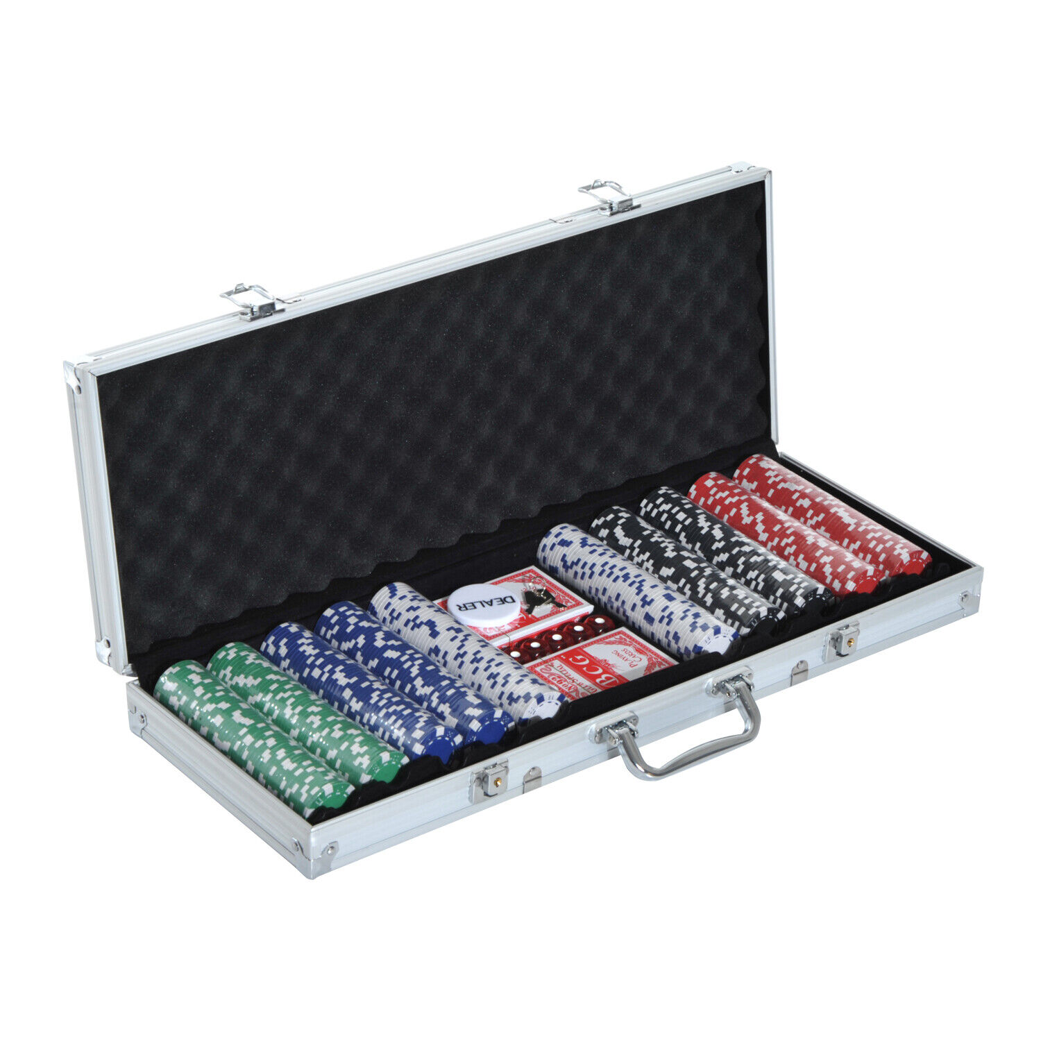 HOMCOM Valigetta Poker Professionale Set Poker 500 Fiches e 2 Mazzi in Alluminio