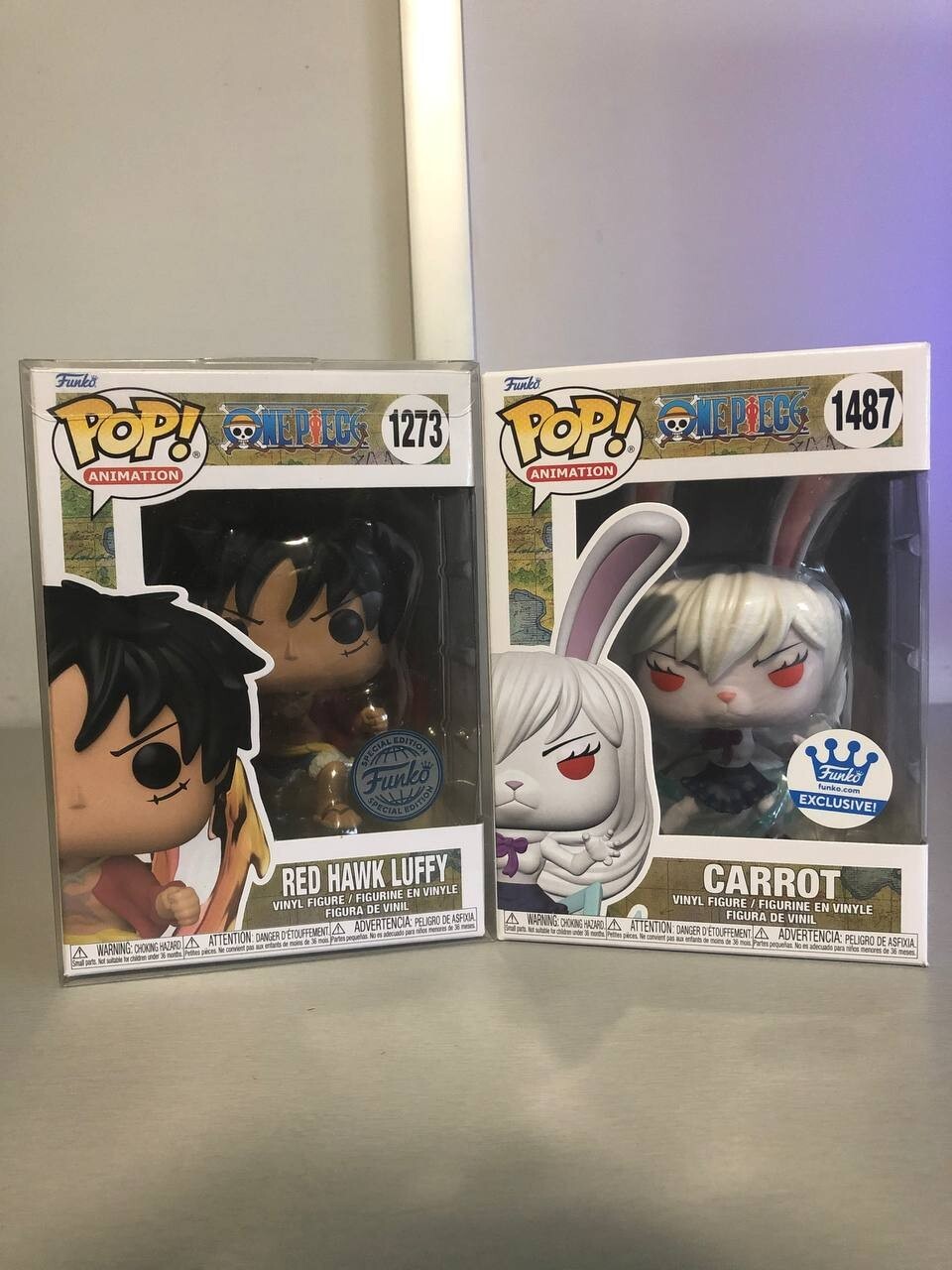 One Piece-Funko Pop! - Red Hawk Luffy (1273) + Carrot (1487)