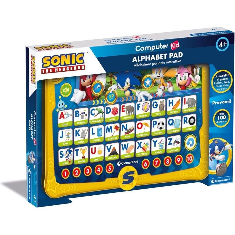 Clementoni - Sonic Alphabet Pad-Gioco Educativo 4 Anni, Kid, Regalo Elettronico