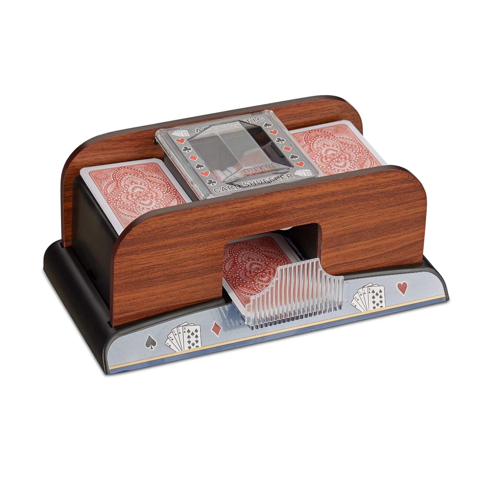 Relaxdays Automatic Card Mixer 2 Sets of Battery-Operated Rummy Poker Cards Batt