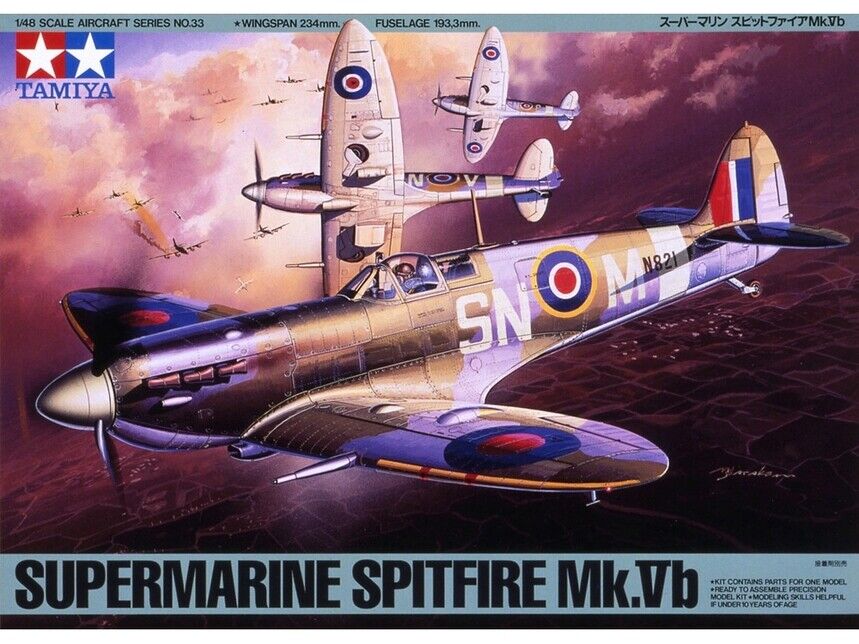 Tamiya 61033 Spitfire Mk.Vb Aircraft Scale 1/48 Hobby Plastic Kit NEW
