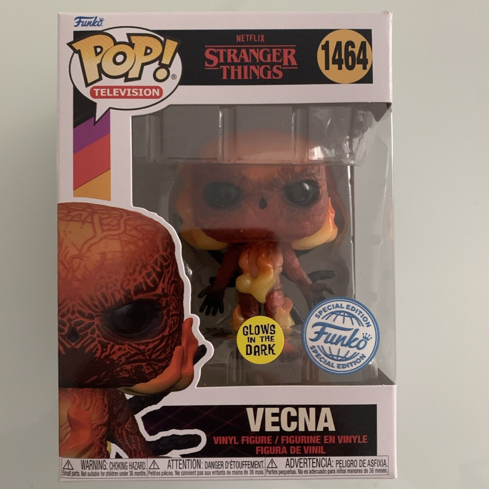 Funko POP ! Vecna on fire Glow #1464 Stranger Things Season 4 - Nuovo - Perfetto