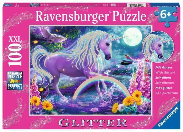 Puzzle 300 elementów. Brokatowy jednorożec