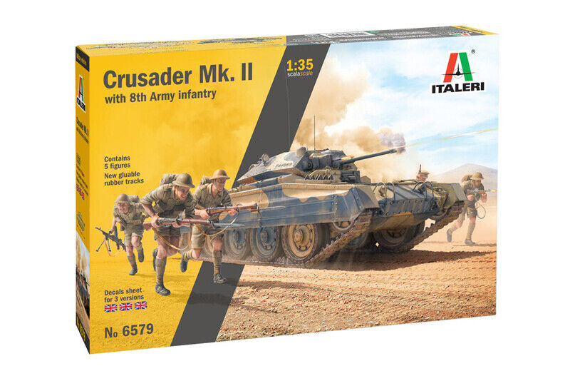 Crusader Mk. II Tank With 8th Army Infantry 1:35 Plastic Model Kit ITALERI