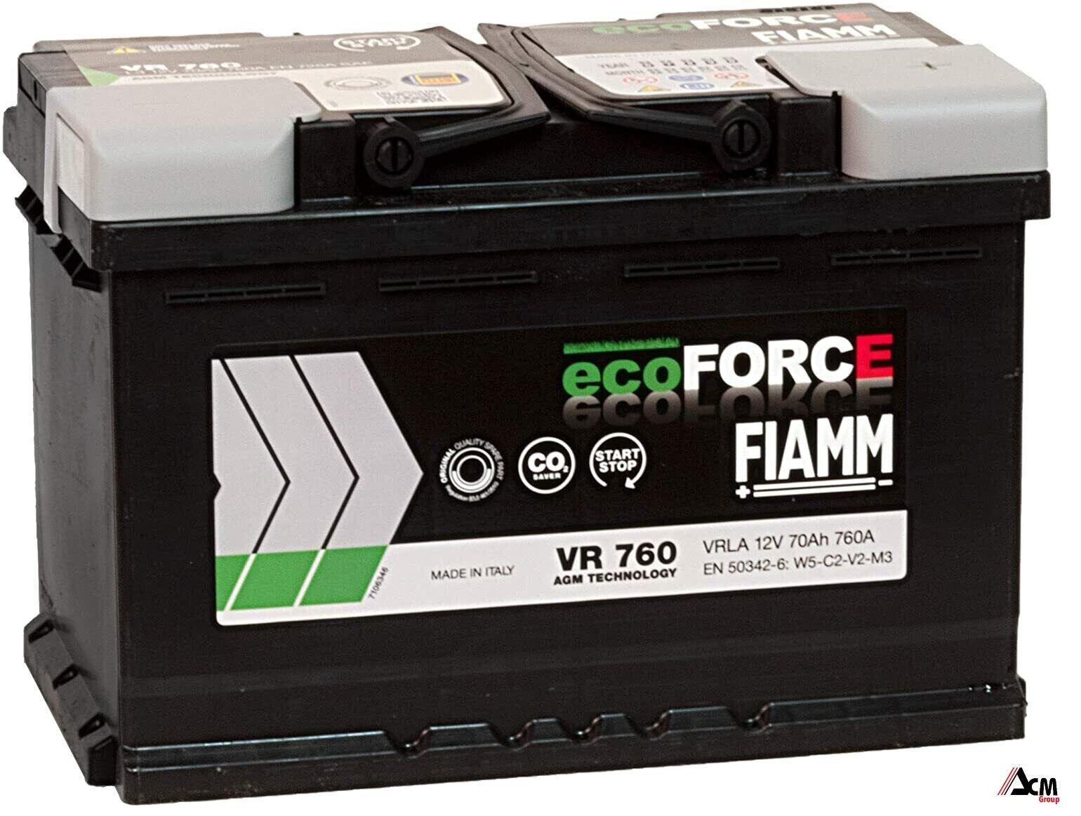 BATTERIA AUTO FIAMM VR760 ecoFORCE AGM START&STOP 70Ah 760A 278x175x190