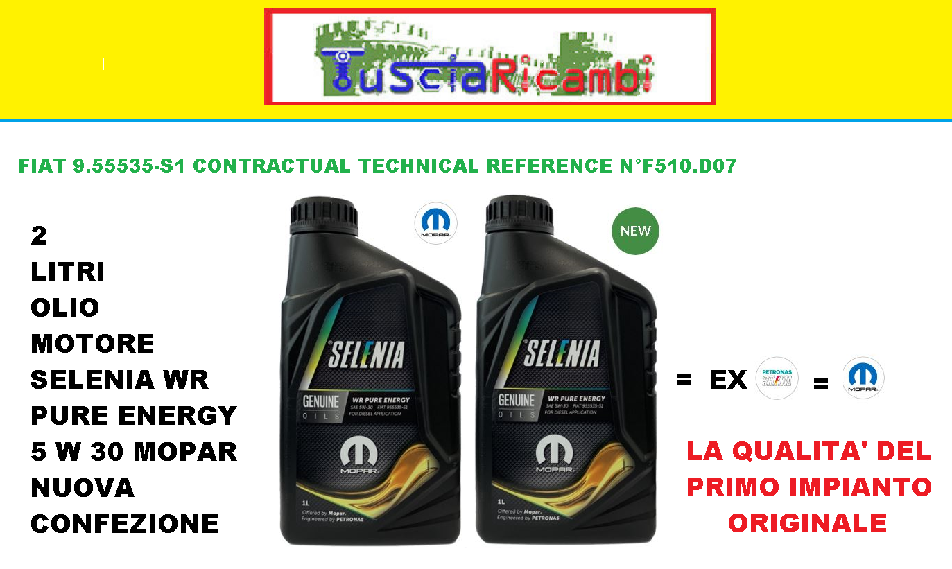 2LT OLIO SELENIA MOPAR WR 5w30 P.E. MOTORI ALFA FIAT LANCIA 1.3 1.6 Multijet E6