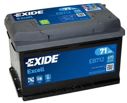 Batteria auto EXIDE EB712 71AH ampere 670A Excell cod. 3661024034647
