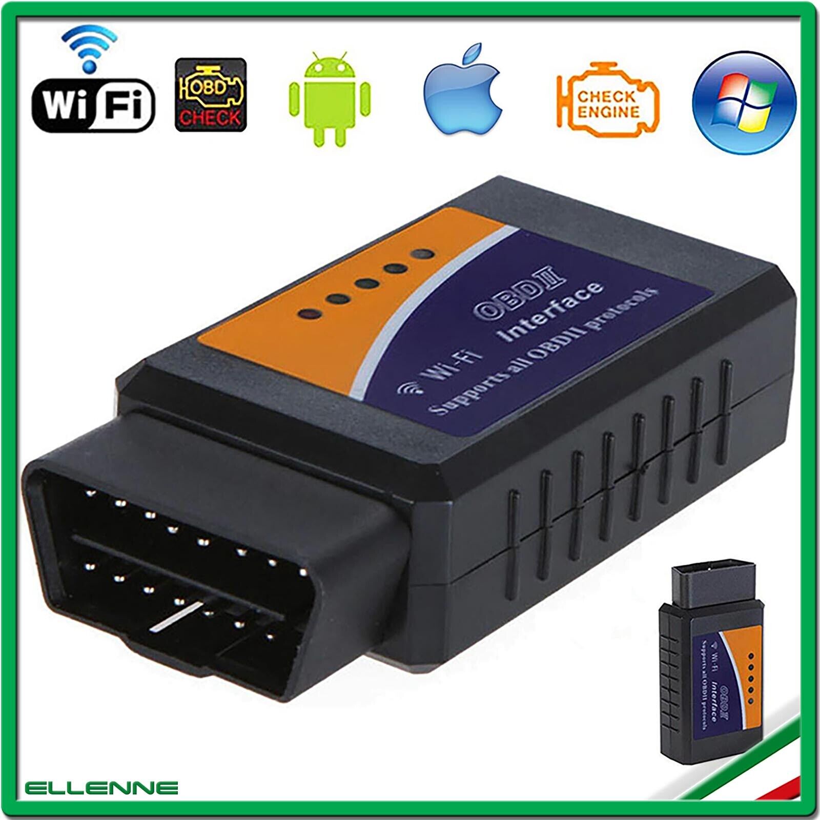 OBD-II AUTO DIAGNOSTICA MOTO RESET WIFI WIRELESS OBD2 IOS IPHONE ANDROID WINDOWS