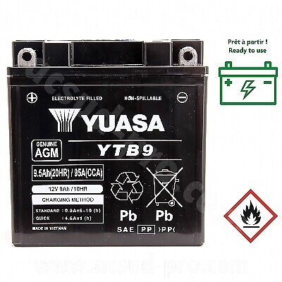 BATTERIE YUASA YTB9 12V 9AH AGM WC