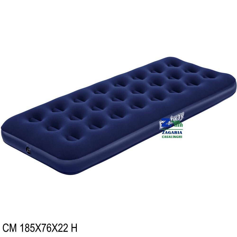 MATERASSINO GONFIABILE SINGOLO BLU FLOCCATO CM 185X76X22 H MARE CAMPEGGIO