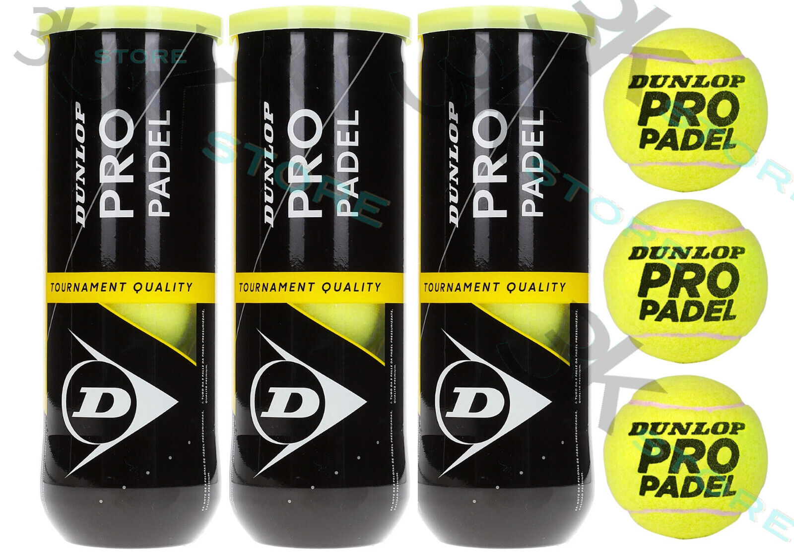 Set 3 Tubi Palle Padel Dunlop Pro  = 9 palle Approvata F.I.P