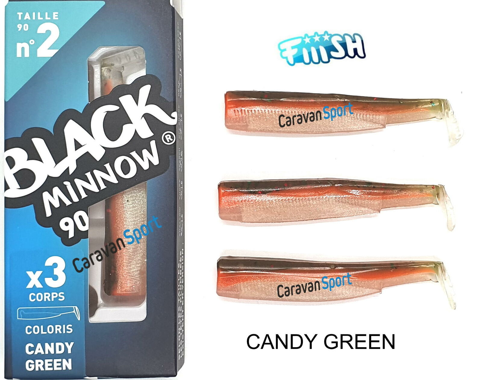 CORPO DI RICAMBIO BLACK MINNOW 90 N° 2 CANDY GREEN FIIISH CODE CORPI CODA GOMMA