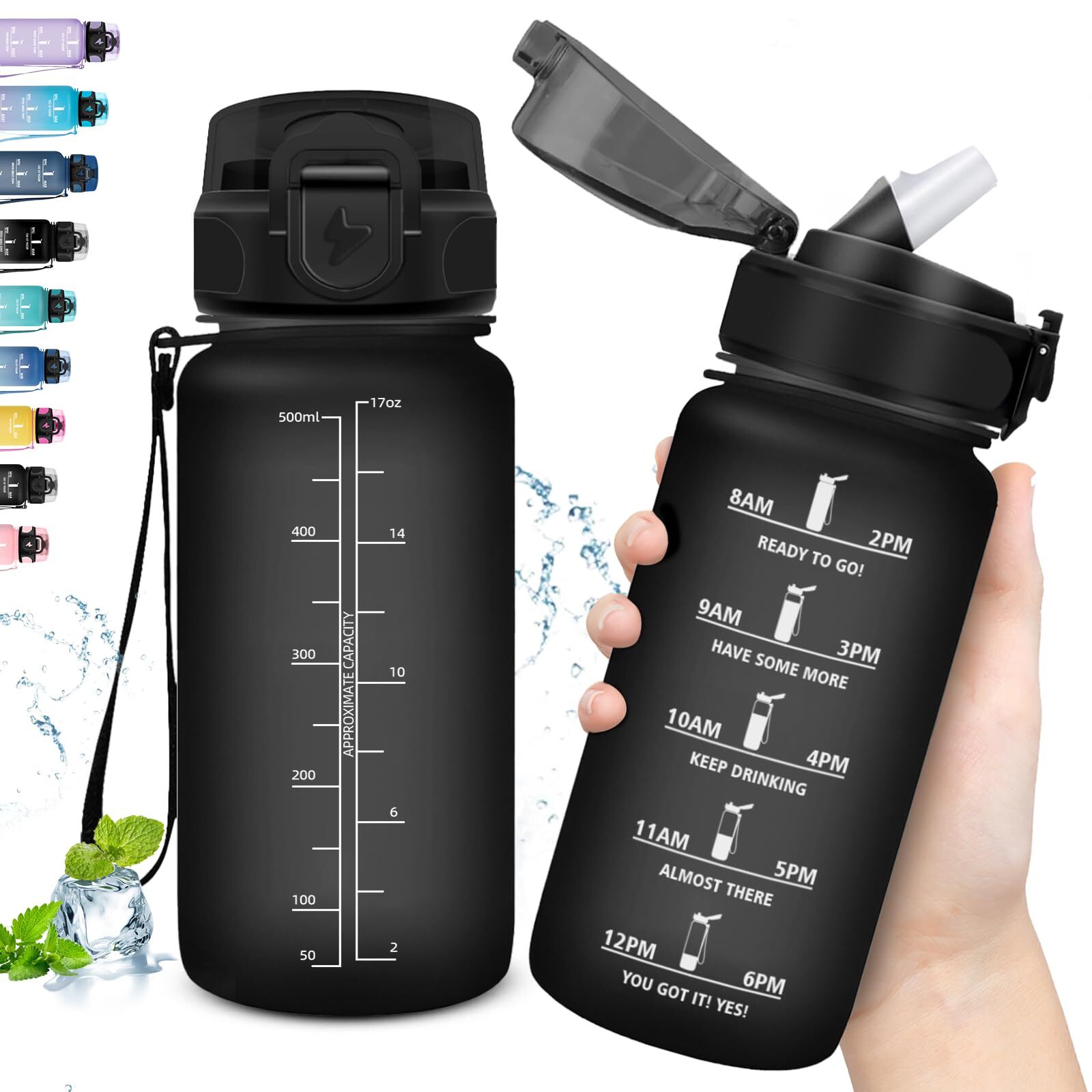 Grsta Borraccia Bambini 500ml Borraccia Bambini Borraccia con Cannuccia Senza...