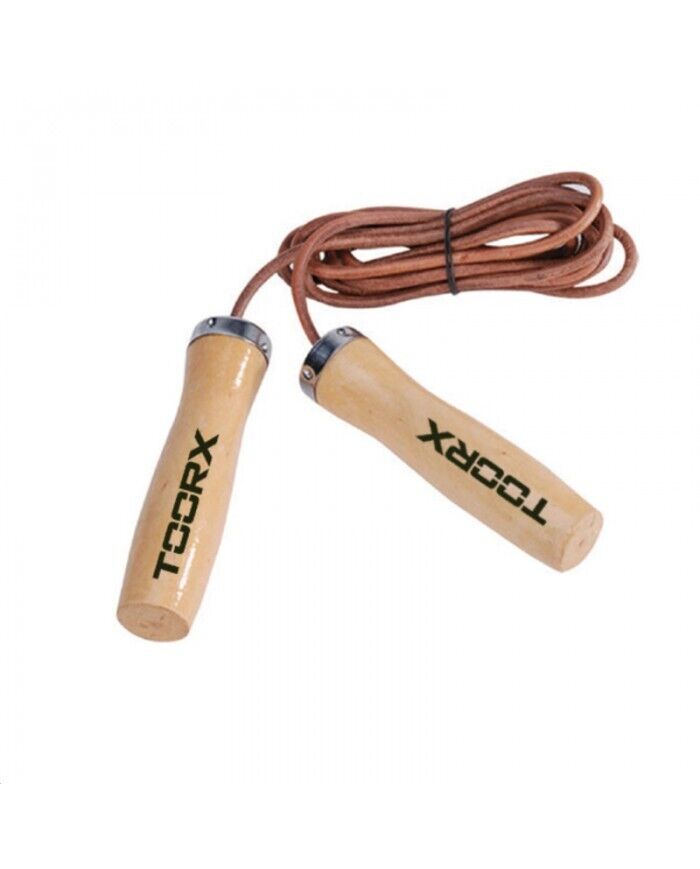 Corda Da Salto In Pelle Toorx Con Manopole In Legno Professionali Cuoio AHF-015