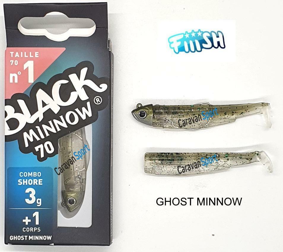 FIIISH BLACK MINNOW COMBO 70 N 1 GHOST MINNOW 3 GR SHORE SILICONE ESCA SPIGOLA