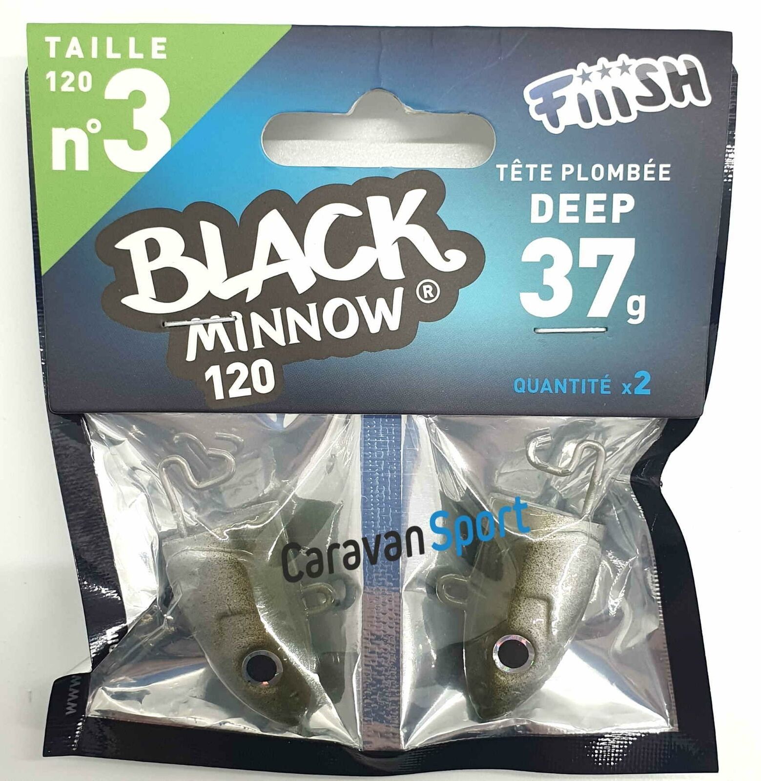 TESTA PIOMBATA JIG HEAD 120 - N° 3 BLACK MINNOW 37 GR KAKI DEEP FIIISH LURE