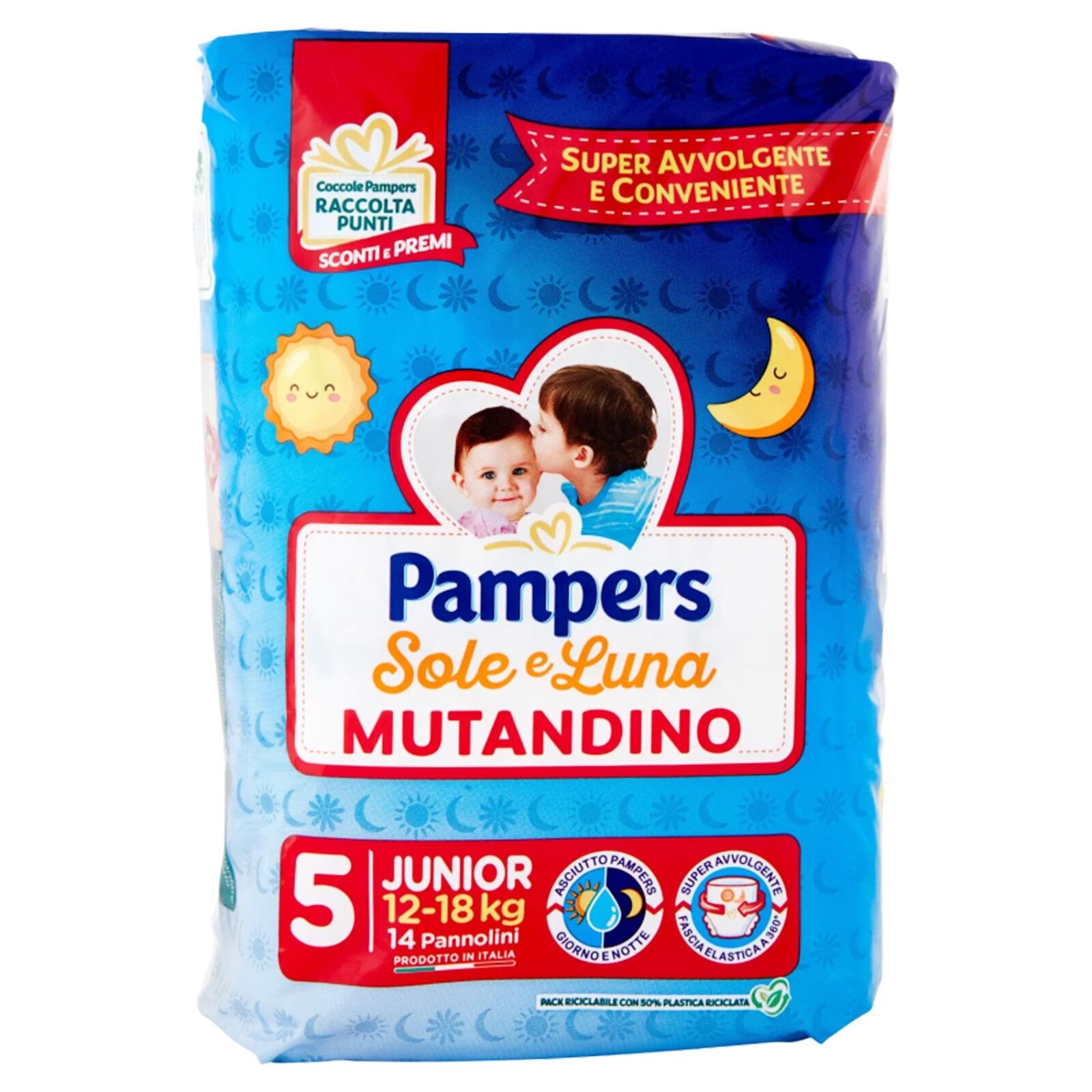 PAMPERS SOLE E LUNA PANNOLINI MUTANDINO JUNIOR 14 PZ COMFORT E SICUREZZA